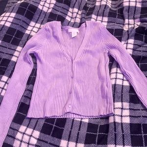 Size medium button up stretchy purple top